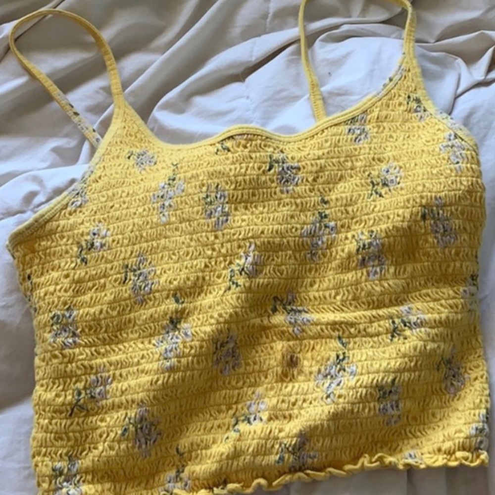yellow floral crop top